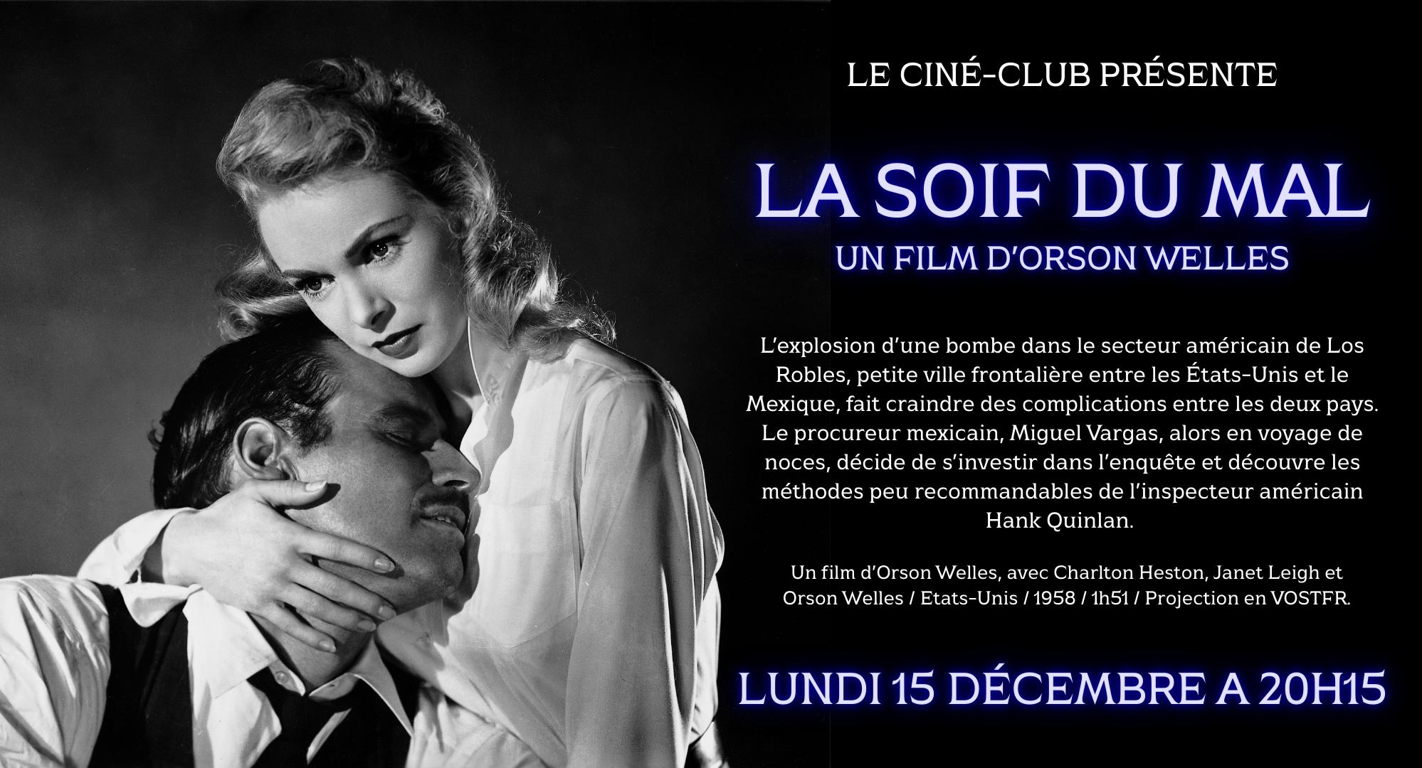 CINÉ-CLUB - LA SOIF DU MAL de Orson Welles