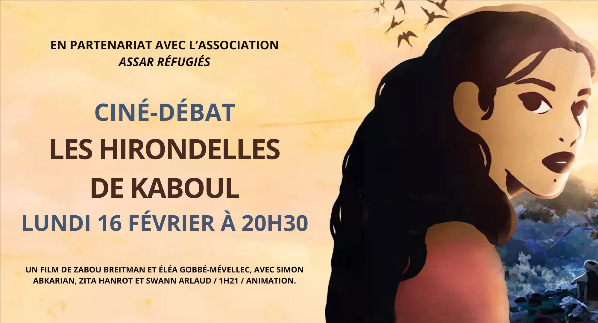 Ciné-Débat LES HIRONDELLES DE KABOUL - Lundi 16 février !