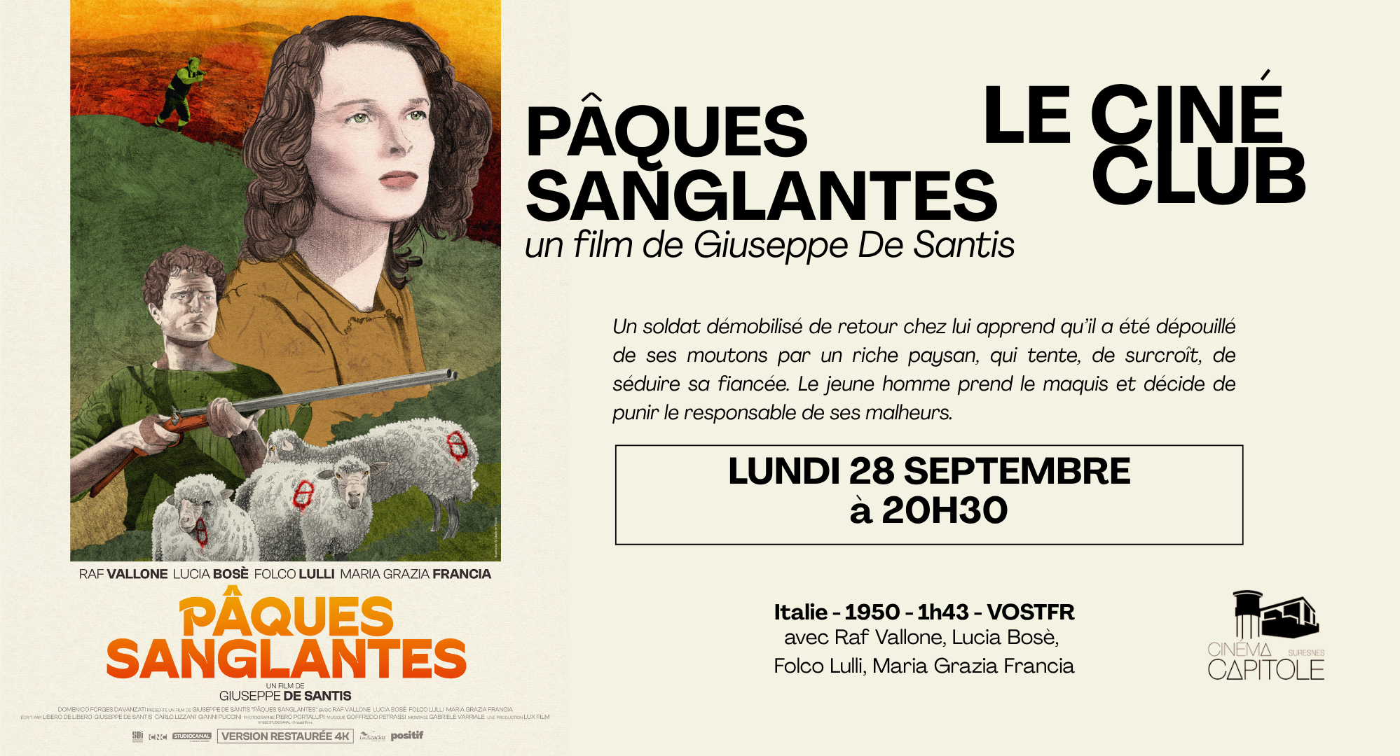 ▫️LE CINÉ-CLUB - PÂQUES SANGLANTES de Giuseppe De Santis !