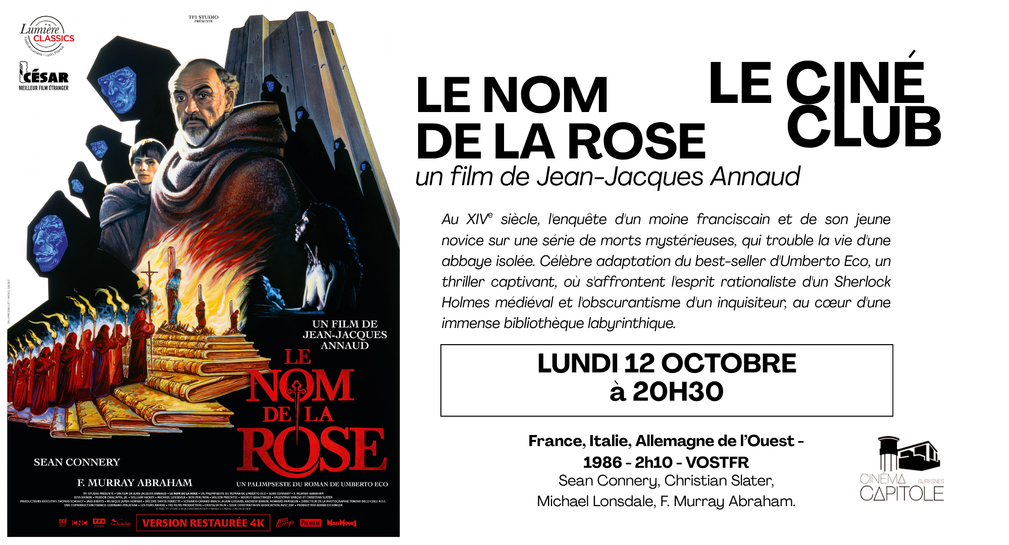 ▫️LE CINÉ-CLUB - Le Nom de la Rose de Jean-Jacques Annaud